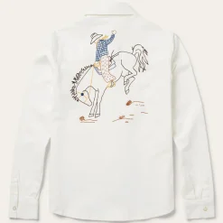Stetson Western Embroidered Denim Shirt White