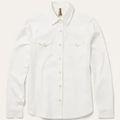 Stetson Western Embroidered Denim Shirt White