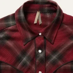 Stetson Western Plaid Blouse Wine Best