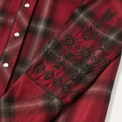 Stetson Western Plaid Blouse Wine Best
