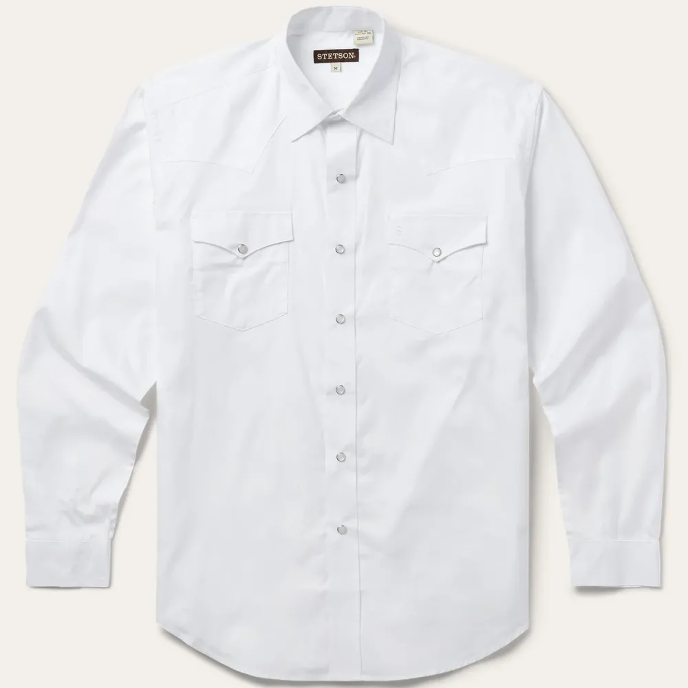 Stetson Pinpoint Oxford Western Shirt White Discount