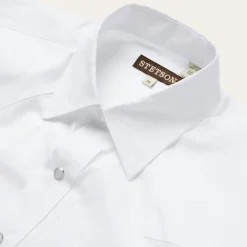 Stetson Pinpoint Oxford Western Shirt White Sale