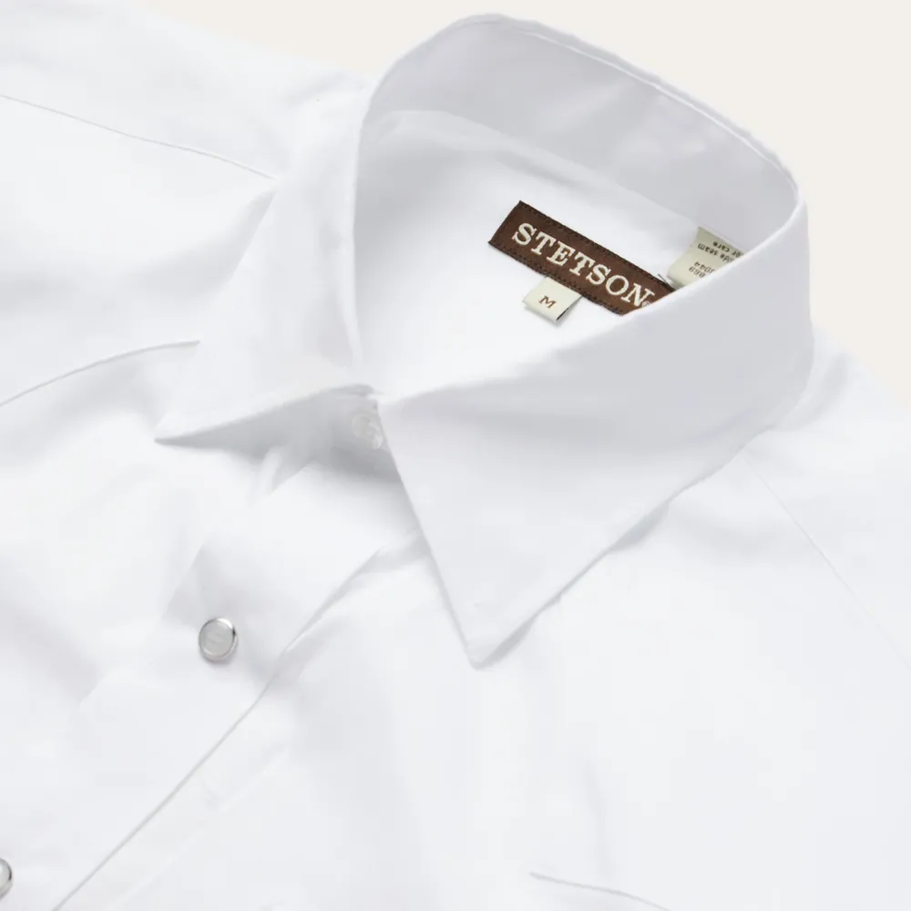 Stetson Pinpoint Oxford Western Shirt White Sale