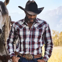 Stetson Plaid Shirt Wine Hot