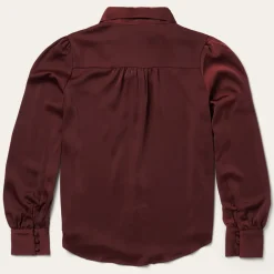 Stetson Wine Satin Blouse Red Hot