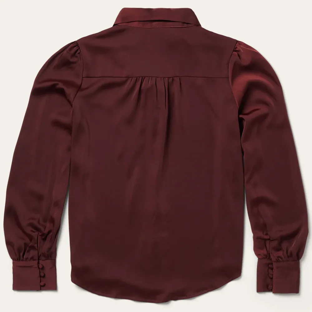 Stetson Wine Satin Blouse Red Hot