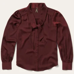 Stetson Wine Satin Blouse Red Clearance