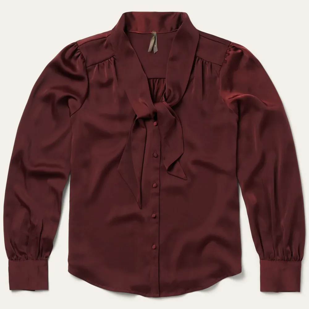 Stetson Wine Satin Blouse Red Clearance