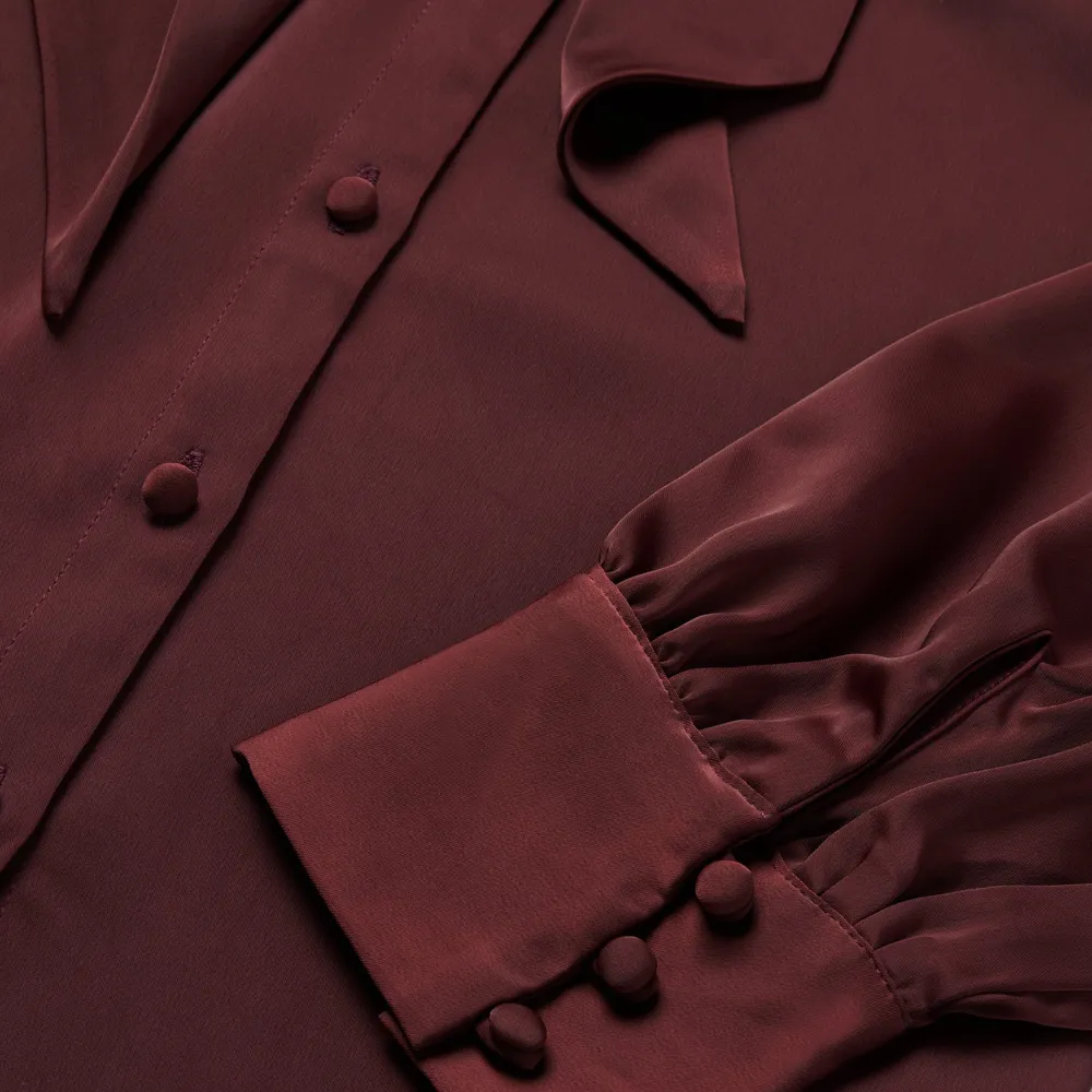 Stetson Wine Satin Blouse Red Clearance