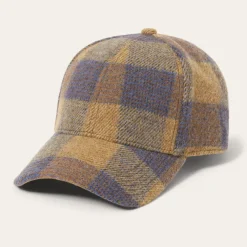 Stetson Wool Check Baseball Cap Cognac/Sand/Blue Hot