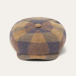 Stetson Wool Check Hatteras Cognac/Sand/Blue New