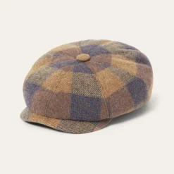 Stetson Wool Check Hatteras Cognac/Sand/Blue New