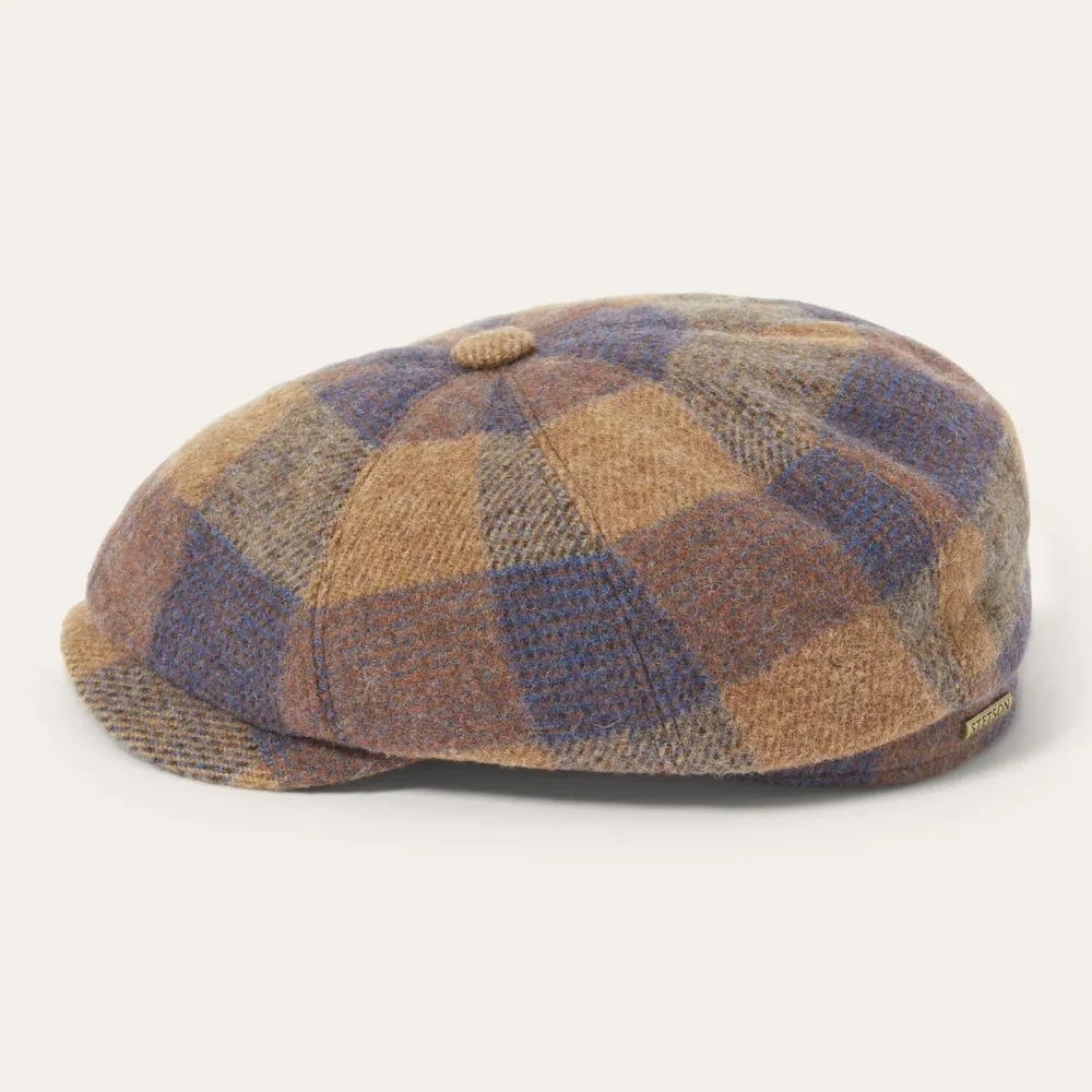 Stetson Wool Check Hatteras Cognac/Sand/Blue New