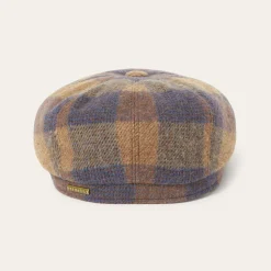 Stetson Wool Check Hatteras Cognac/Sand/Blue New