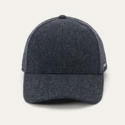 Stetson Wool Herringbone Baseball Cap Dark Grey Herringbone New