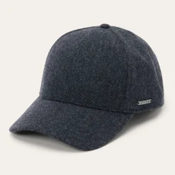 Stetson Wool Herringbone Baseball Cap Dark Grey Herringbone New