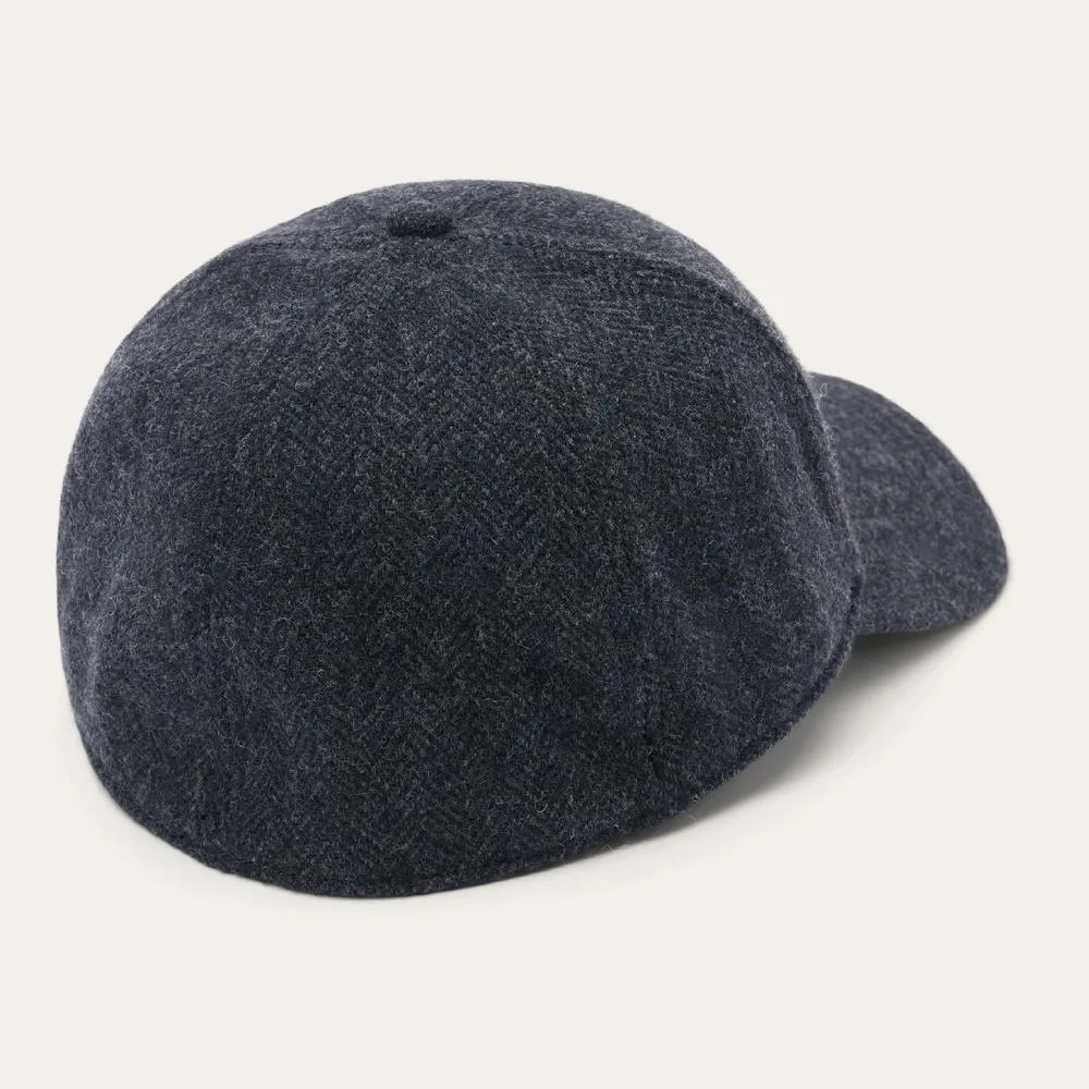 Stetson Wool Herringbone Baseball Cap Dark Grey Herringbone New