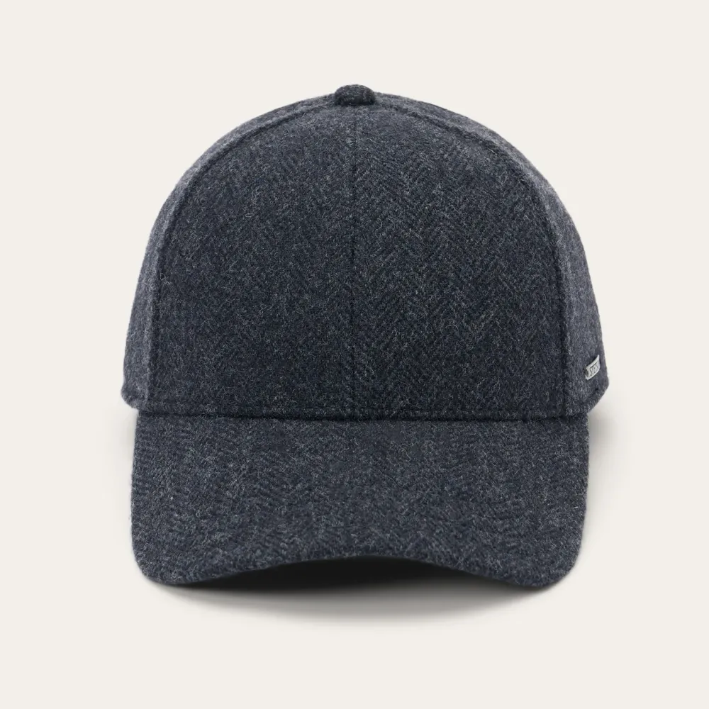 Stetson Wool Herringbone Baseball Cap Dark Grey Herringbone Sale