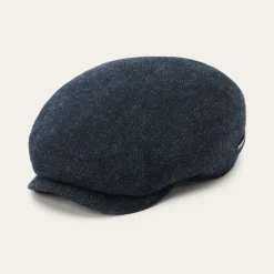 Stetson Wool Herringbone Driver Cap Dark Navy Herringbone Discount