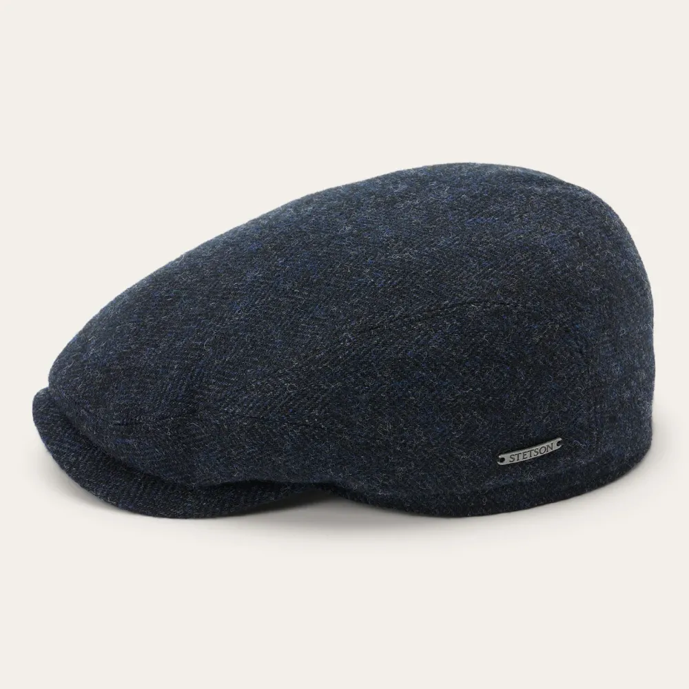 Stetson Wool Herringbone Driver Cap Dark Navy Herringbone Discount