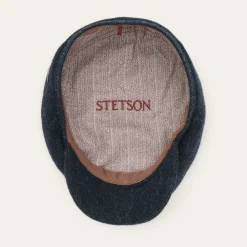 Stetson Wool Herringbone Driver Cap Dark Navy Herringbone Discount