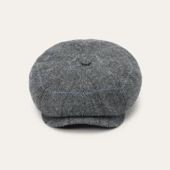 Stetson Wool Herringbone Hatteras Cap Grey Herringbone Outlet