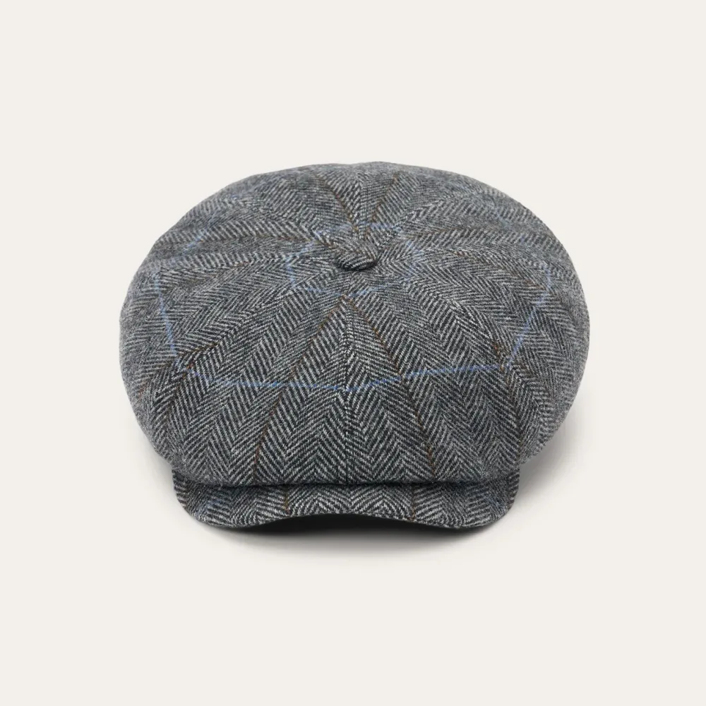 Stetson Wool Herringbone Hatteras Cap Grey Herringbone Outlet