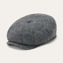 Stetson Wool Herringbone Hatteras Cap Grey Herringbone Outlet