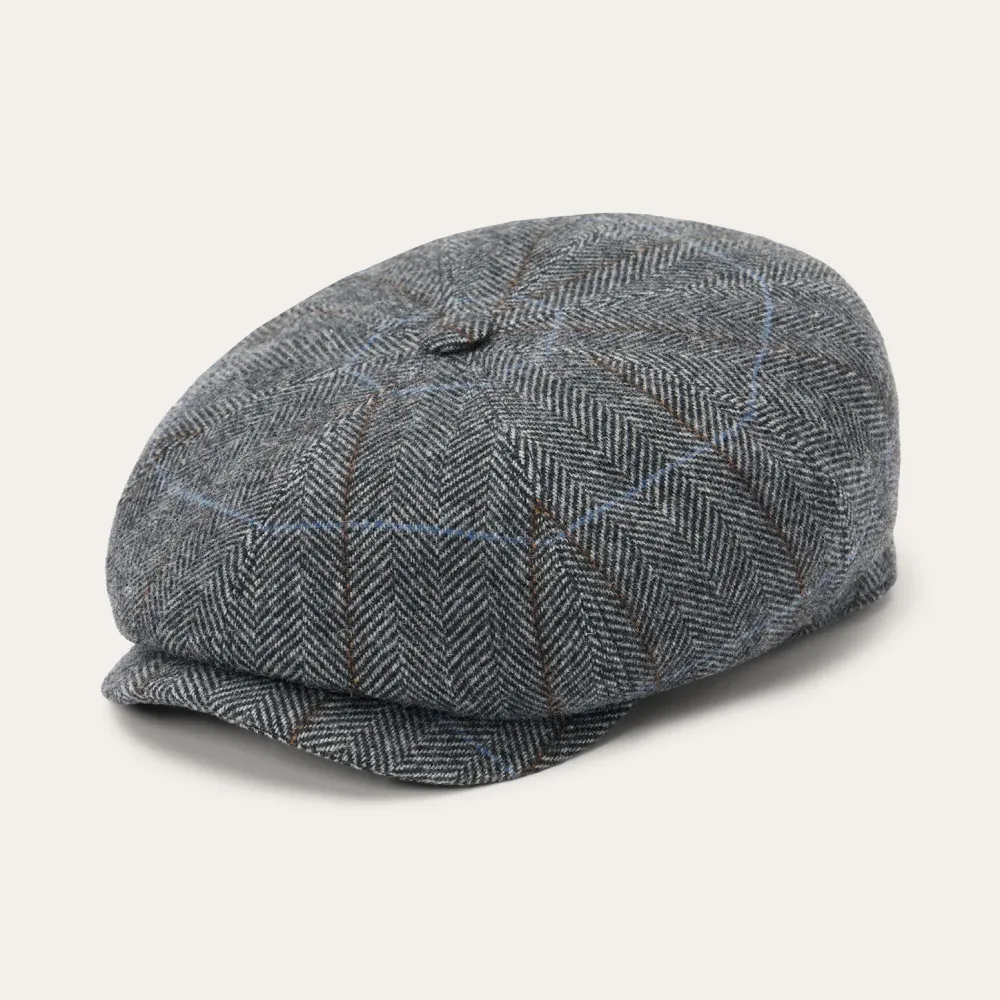 Stetson Wool Herringbone Hatteras Cap Grey Herringbone Outlet