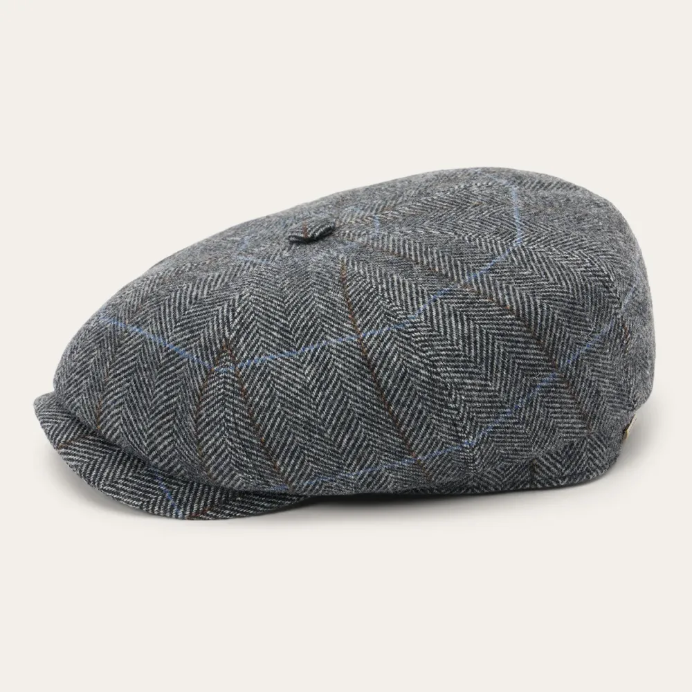 Stetson Wool Herringbone Hatteras Cap Grey Herringbone Outlet