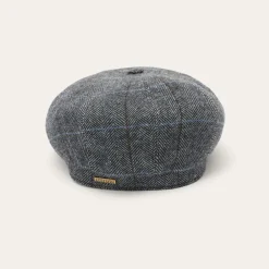 Stetson Wool Herringbone Hatteras Cap Grey Herringbone Outlet