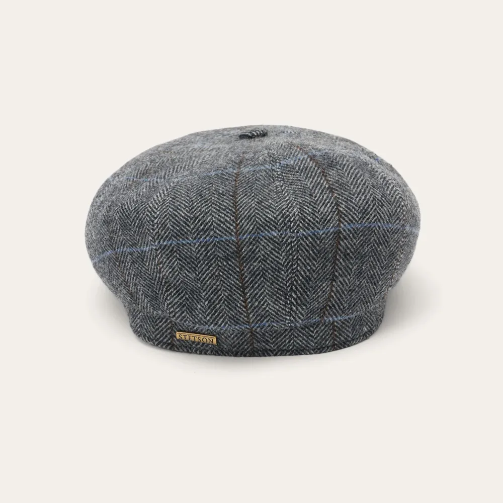 Stetson Wool Herringbone Hatteras Cap Grey Herringbone Outlet