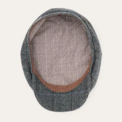 Stetson Wool Herringbone Hatteras Cap Grey Herringbone Outlet