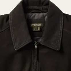 Stetson Zip Front Suede Leather Jacket Brown Outlet