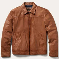 Stetson Zip-Front Lightweight Leather Jacket Brown Hot