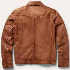 Stetson Zip-Front Lightweight Leather Jacket Brown Hot