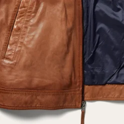 Stetson Zip-Front Lightweight Leather Jacket Brown Hot